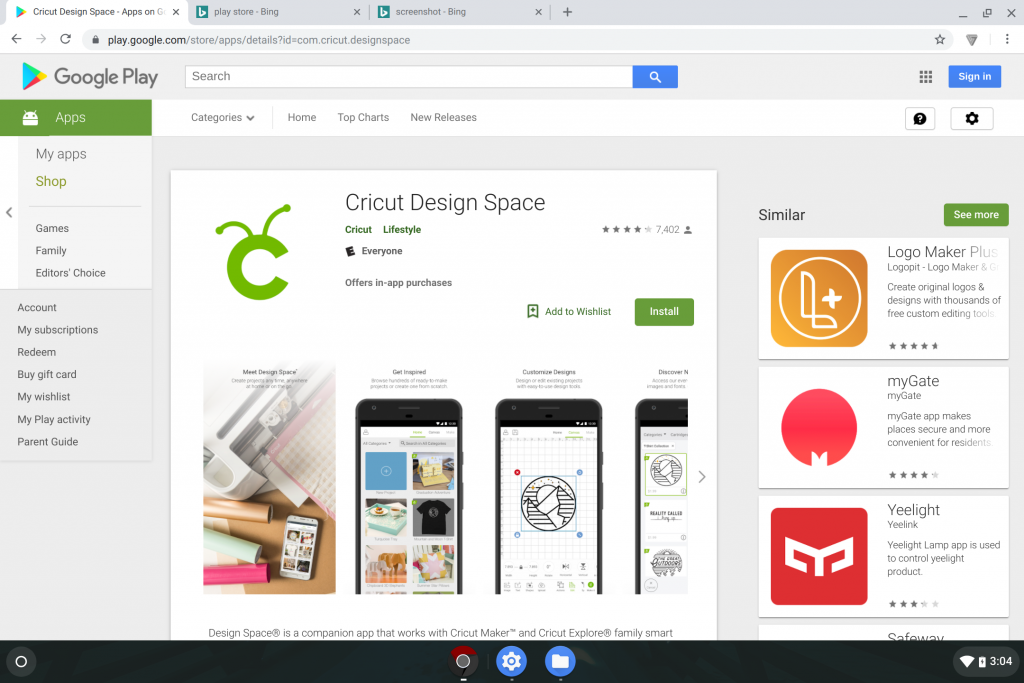 Cricut Design Space Chromebook Android